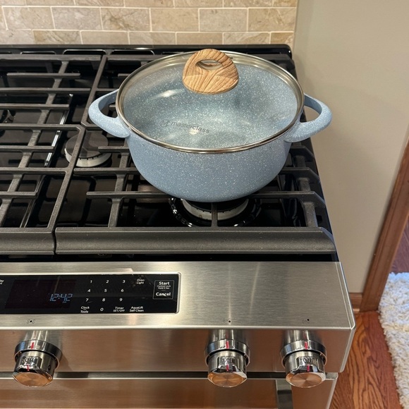 Master Class Cookware Casserole/Pot  11 inch With Lid Qt Blue Speckled EUC - Picture 2 of 7